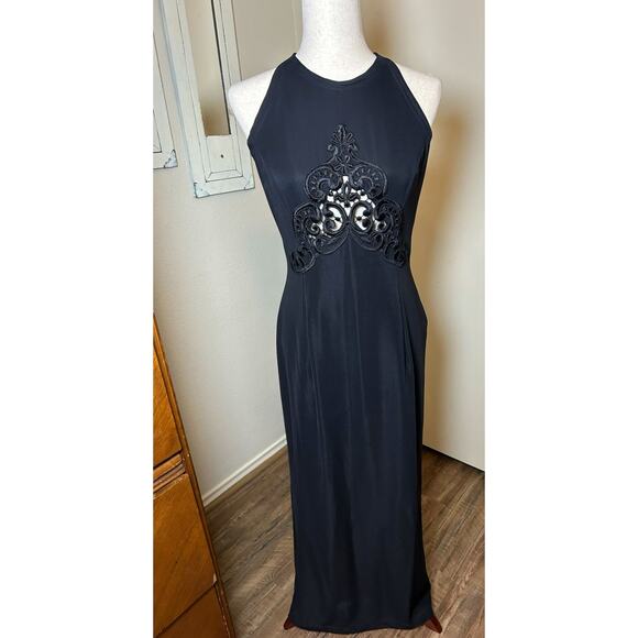 NWT Y2K VTG Gunne Sax Lace Cut Out Black Maxi Sz 9/10 Formal HOCO Whimsigoth - Picture 1 of 13